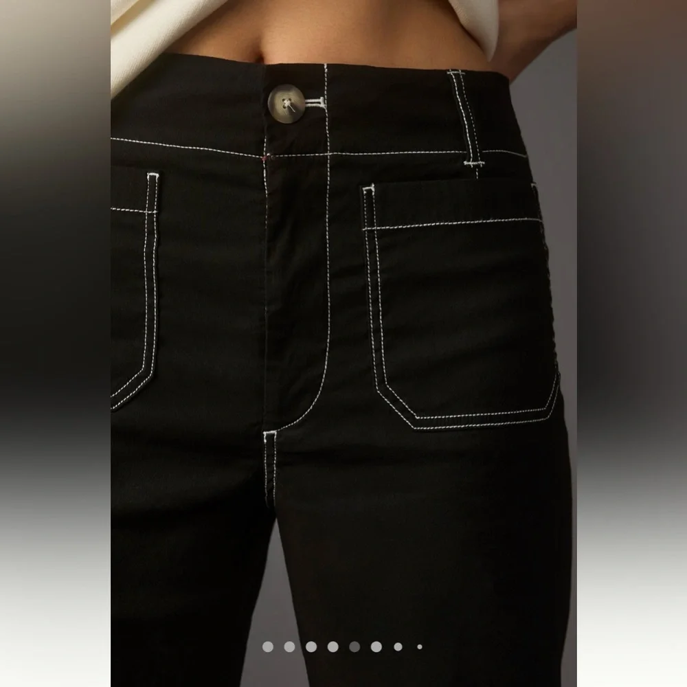 Maeve Black Wide-Leg Cropped Pants with Contrast Stitching - Picture 5 of 5